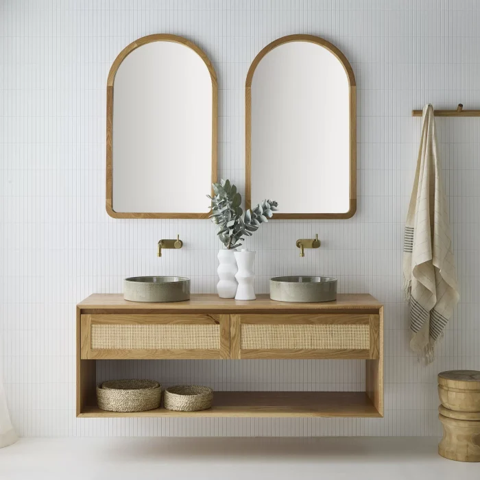 Pacific Baxter Vanity and Alura Arch mirror | Loughlin Furniture